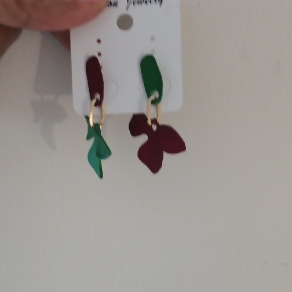 Elegant Green and Maroon Earrings